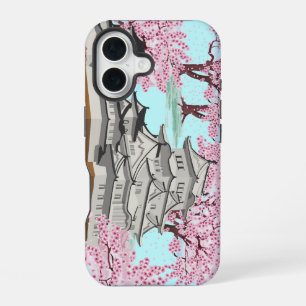 Japanische Sakura-Schloss-Kunst – Kirschblütenfrüh iPhone 16 Hülle