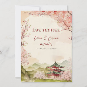 Japanische Sakura Traditionelle Save The Date Einladung