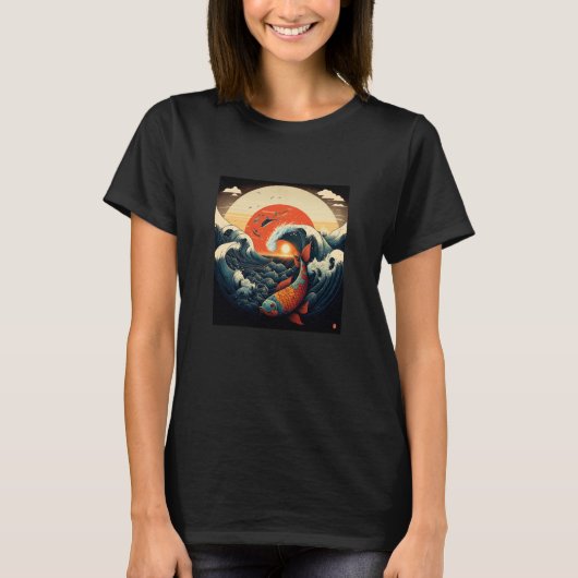 Japanische Samurai-Ästhetik Koi-Fisch 1 T-Shirt (Vorderseite)