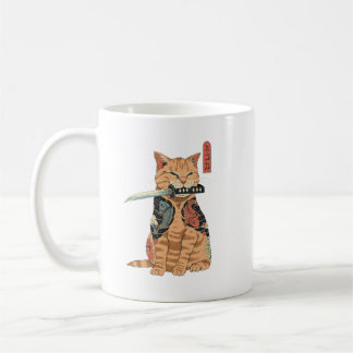 Japanische Samurai Cat-Tasse Kaffeetasse