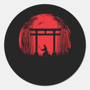 Japanische Samurai Fighter Silhouette Warrior Japa Runder Aufkleber