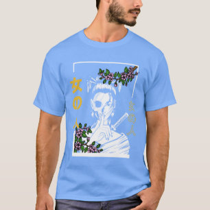 Japanische Samurai Floral Warrior Blume Retro T-Shirt