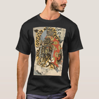 Japanische Samurai General Fighting Tiger Artwork T-Shirt