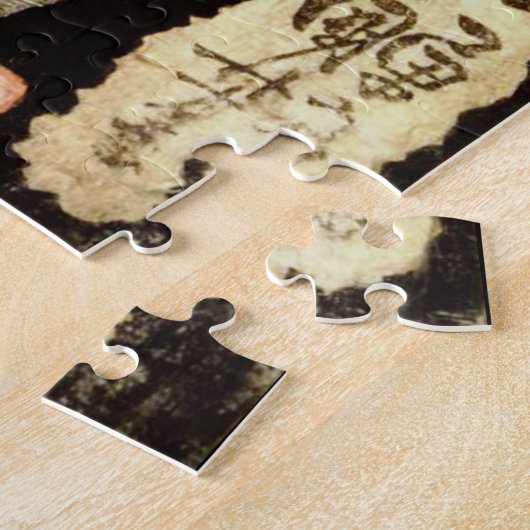 Japanische Samurai kämpfen Gigant weißen Affen Jig Puzzle (Seite)