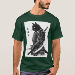 Japanische Samurai-Katze Kawaii-Ninja-Katzen-Gesch T-Shirt