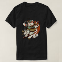Japanische Samurai Katze Mann und T - Shirt