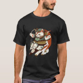 Japanische Samurai Katze Mann und T - Shirt (Vorderseite)