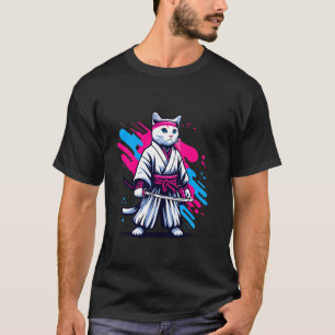 Japanische Samurai-Katze Süße Pop-Art-Haustierkatz T-Shirt