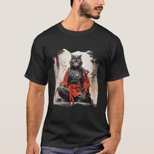 Japanische Samurai-Katze T-Shirt (Vorderseite)