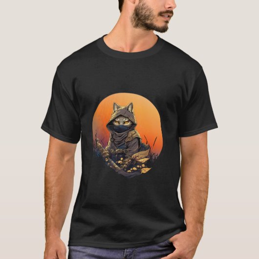 Japanische Samurai Katze Tattoo kawaii Ninja Katze T-Shirt (Vorderseite)