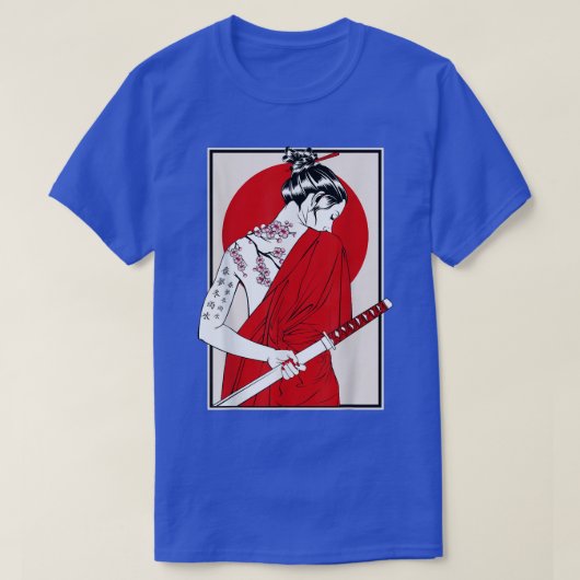 Japanische Samurai Kulturlandschaft Vintag Sakura T-Shirt (Design vorne)