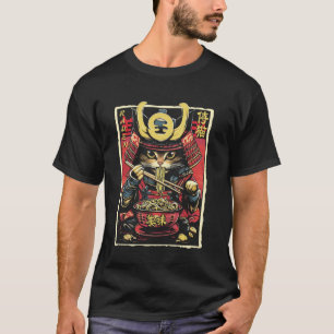 Japanische Samurai-Ninja-Katze, die Ramen isst T-Shirt