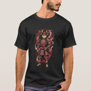 Japanische Samurai-Ninja-Katze Kawaii Valentinstag T-Shirt
