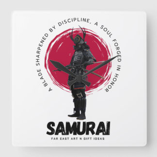 Japanische Samurai-Wanduhr  Quadratische Wanduhr
