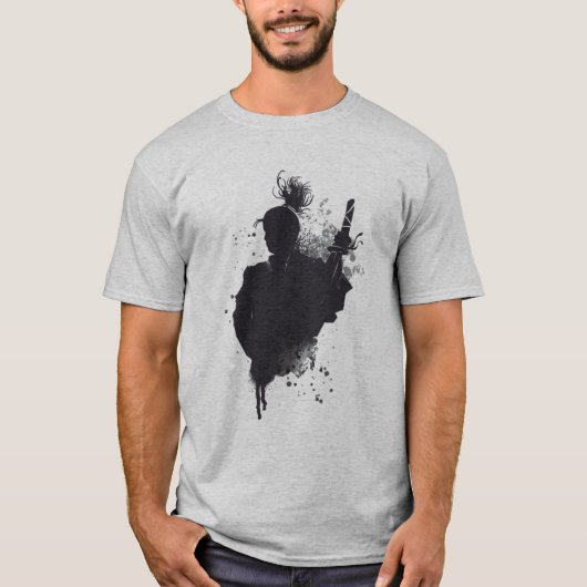 Japanische Samurai Warrior Ink Art T-Shirt (Vorderseite)
