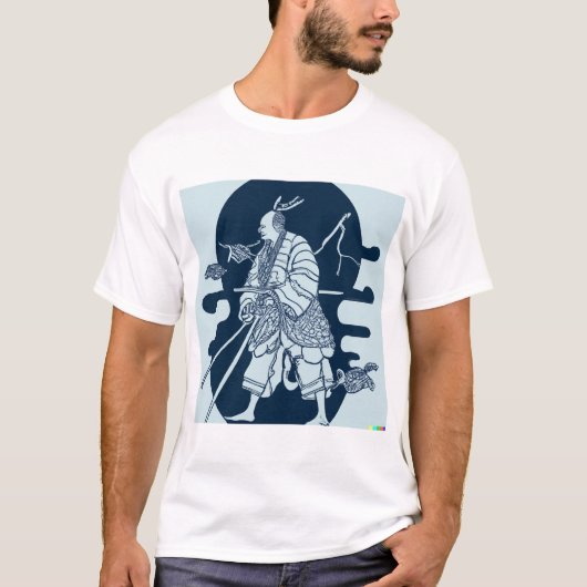 Japanische Samurai Warrior Original Artwork T-Shirt (Vorderseite)