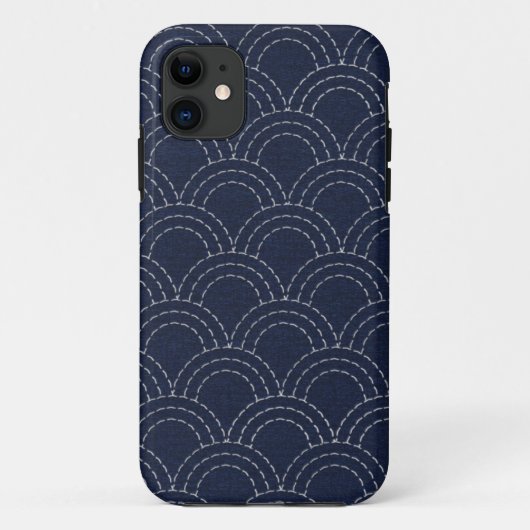 Japanische sashiko Ozeanwellen Case-Mate iPhone Hülle (Rückseite)