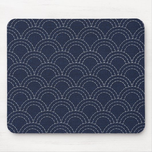 Japanische sashiko Ozeanwellen Mousepad (Vorne)