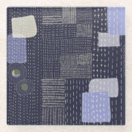 Japanische Sashiko-Stiche ähneln dem Muster Glasuntersetzer