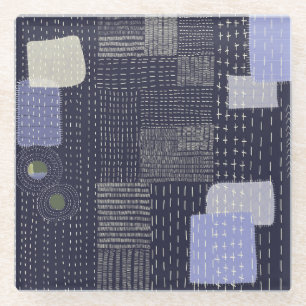 Japanische Sashiko-Stiche ähneln dem Muster Glasuntersetzer