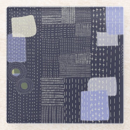 Japanische Sashiko-Stiche ähneln dem Muster Glasuntersetzer (Vorderseite)