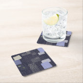 Japanische Sashiko-Stiche ähneln dem Muster Rechteckiger Pappuntersetzer (Vor Ort)