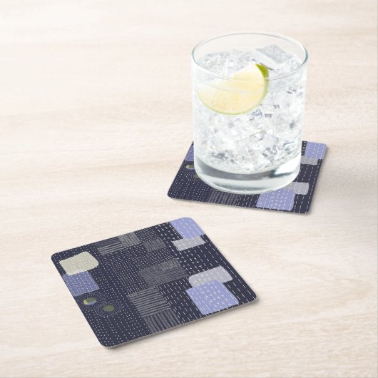 Japanische Sashiko-Stiche ähneln dem Muster Rechteckiger Pappuntersetzer (Vor Ort)