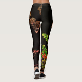 JAPANISCHE SCHALTFLÄCHEN UND BLUME DRUCKTEN LEGGIN LEGGINGS