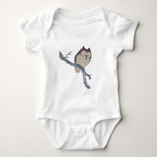 Japanische schlafende Eule Nacht Kunstwerk Baby Strampler