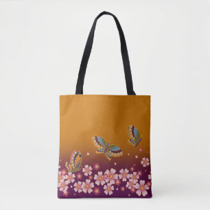 Japanische Schmetterlinge aus der Mitte der Sakura Tasche
