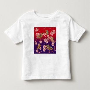 Japanische Schmetterlinge inmitten von Sakura-Blüt Kleinkind T-shirt