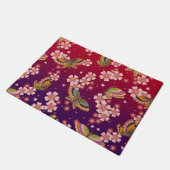 Japanische Schmetterlinge Mitte Sakura blühen rot Fußmatte (Schrägansicht)