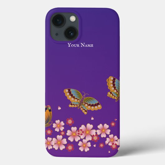 Japanische Schmetterlinge Sakura Blüten Personalis Case-Mate iPhone Hülle (Rückseite)