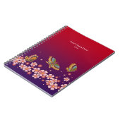 Japanische Schmetterlinge Sakura Blüten Personalis Notizblock (Linke Seite)