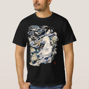 Japanische Schneefrau-Kunst   Winter-Yokai im Kimo T-Shirt