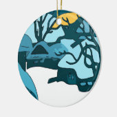 Japanische Schneemondendruckerei Keramikornament (Links)