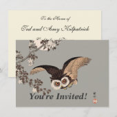 Japanische Schneemondwoodcut Flying Night Einladung (Vorne/Hinten)
