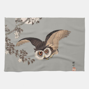 Japanische Schneemondwoodcut Flying Night Handtuch