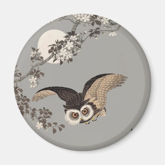 Japanische Schneemondwoodcut Flying Night Magnet (Vorne)
