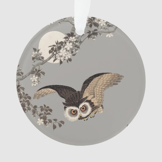 Japanische Schneemondwoodcut Flying Night Ornament (Vorderseite)