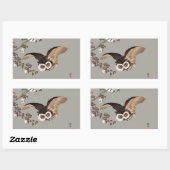 Japanische Schneemondwoodcut Flying Night Rechteckiger Aufkleber (Blatt)