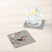 Japanische Schneemondwoodcut Flying Night Rechteckiger Pappuntersetzer (Vor Ort)