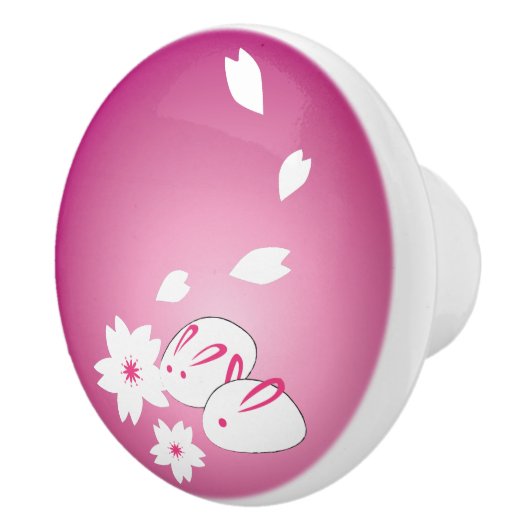 Japanische Schneeräberchen und Sakura-Keramik Keramikknauf (Rechts)