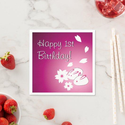 Japanische Schneeräume & Sakura 1. Geburtstag Serviette (Beispiel)