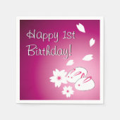 Japanische Schneeräume & Sakura 1. Geburtstag Serviette (Vorderseite)