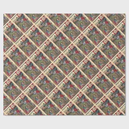 Japanische schöne Geisha-Samurai-Kunst Geschenkpapier (Flach)