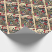Japanische schöne Geisha-Samurai-Kunst Geschenkpapier (Ecke)