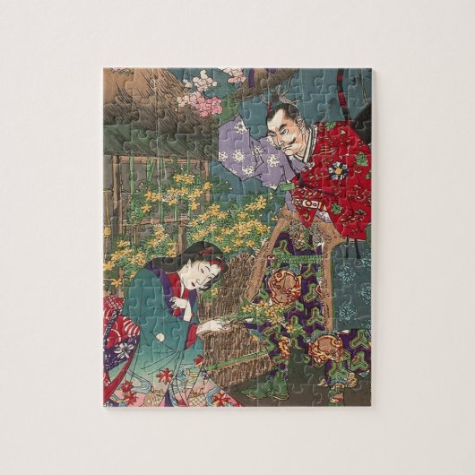 Japanische schöne Geisha-Samurai-Kunst Puzzle (Vertikal)