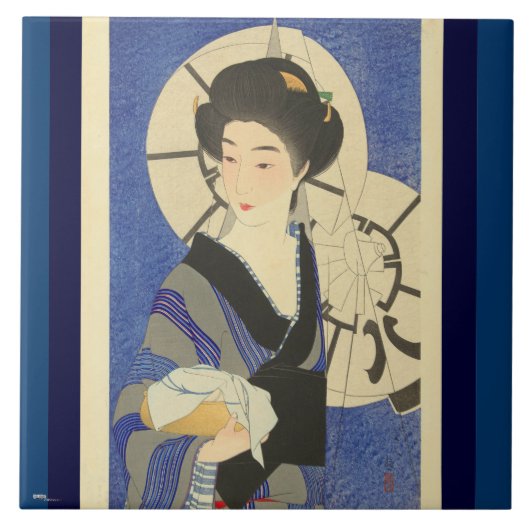 Japanische Schönheit im Bathouse Fliese (Vorderseite)