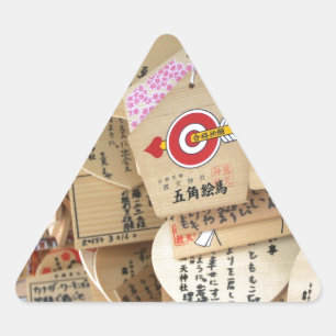 Japanische Schrein-Holz-Dedication Dreieckiger Aufkleber